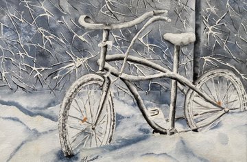 Tableau peinture aquarelle Dans la neige