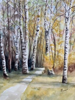 Tableau peinture aquarelle En forêt