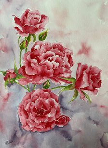 Tableau peinture aquarelle Parfum de roses